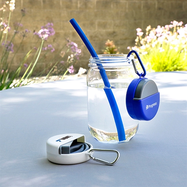 Easy Clean Silicone Straw with Carabiner Case - Image 3