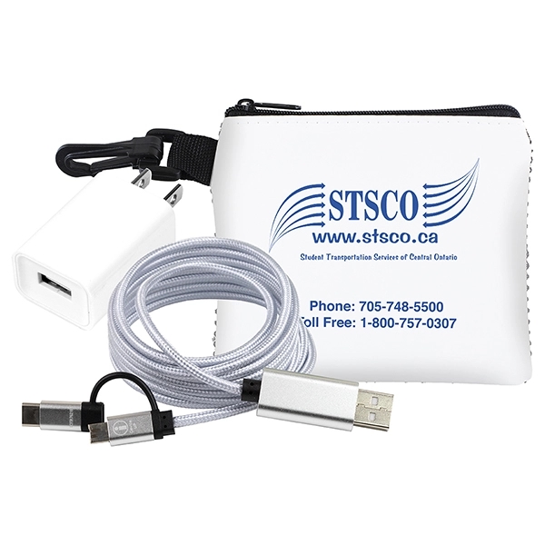 TechMesh Pro Mobile Charging Cable Kit in Mesh Zipper Pouch - Image 4