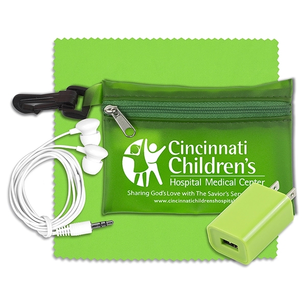 Mobile Tech Accessory Kit in Translucent Zipper Pouch - Image 3