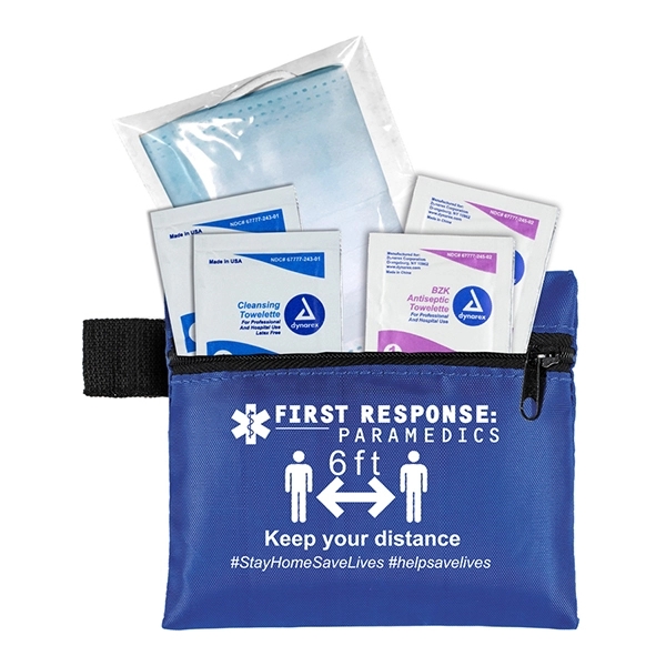 5Piece Kit with 3Ply Mask & Antiseptic Wipes in Zipper Pouch - Image 3