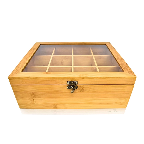 12 Compartments Bamboo Tea Bag Box - Image 3