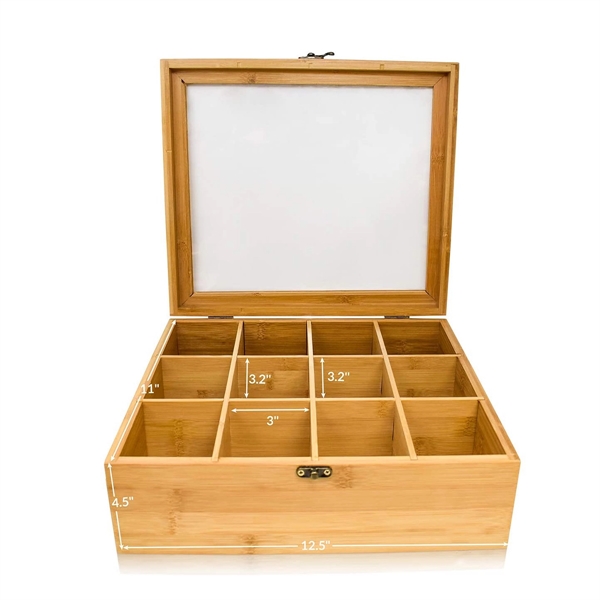 12 Compartments Bamboo Tea Bag Box - Image 4