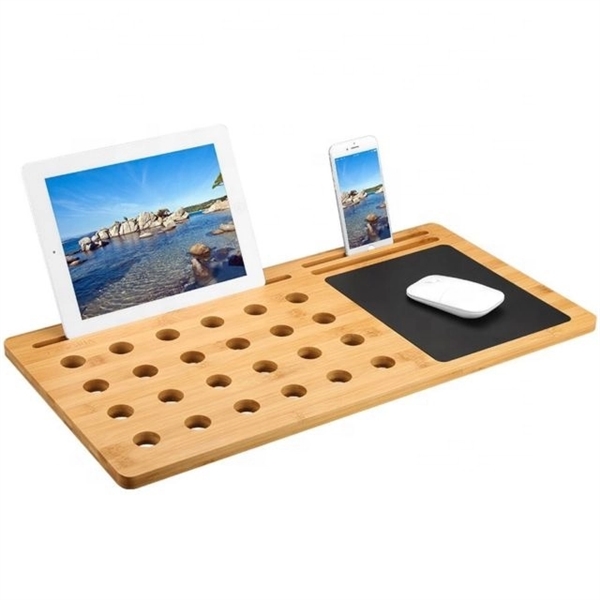 Bamboo Laptop Desk Stand with Mouse Pad - Image 3