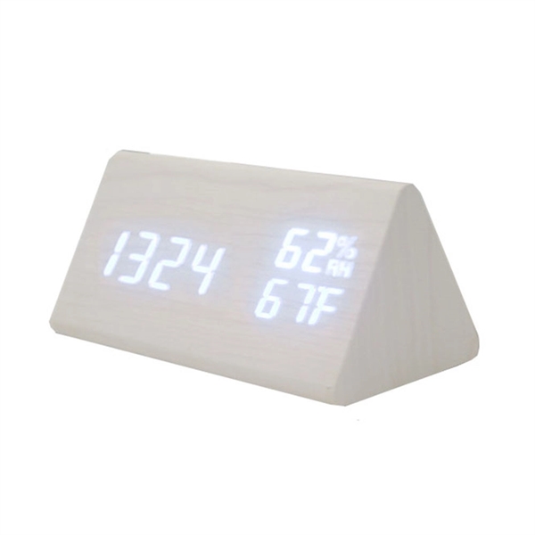 Temperature and Humidity Wood Style Alarm Clock - Image 3