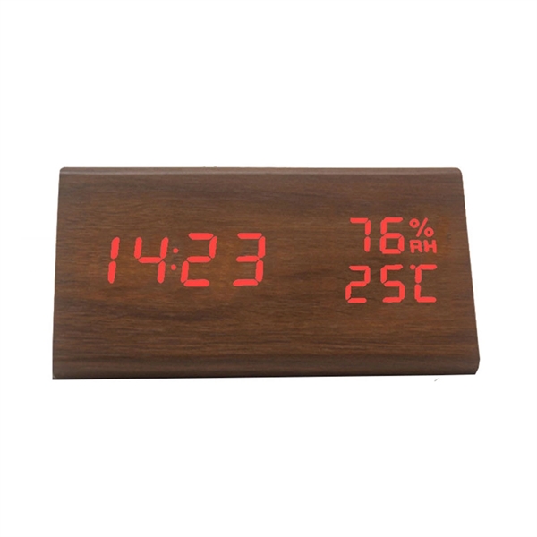 Temperature and Humidity Wood Style Alarm Clock - Image 4