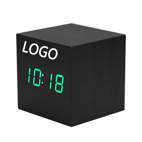 Cube Wood Style Digital Alarm Clock - Image 2