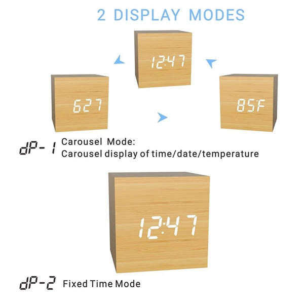 Cube Wood Style Digital Alarm Clock - Image 5