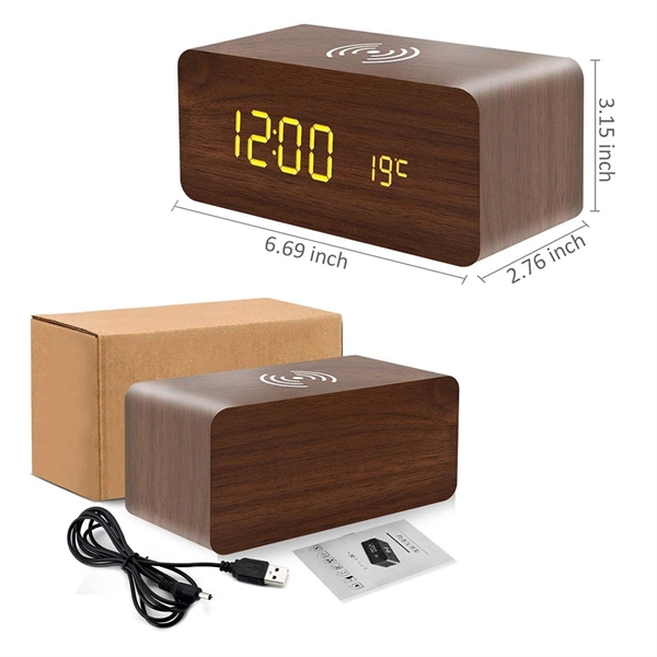 Wood Style Wireless Charging Alarm Clock - Image 6