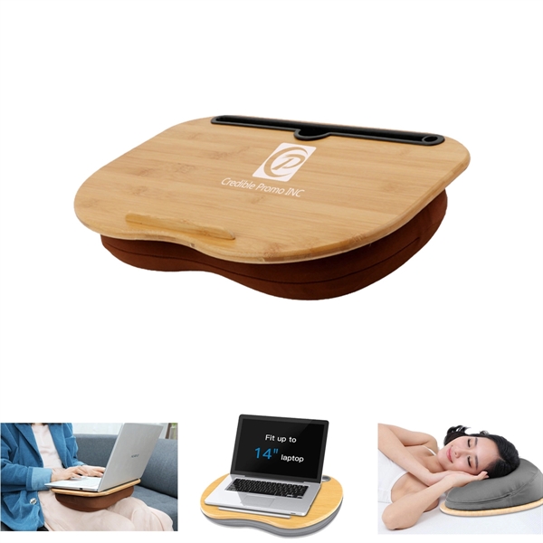 Natural Bamboo Lap Desk with Cushion - Image 1