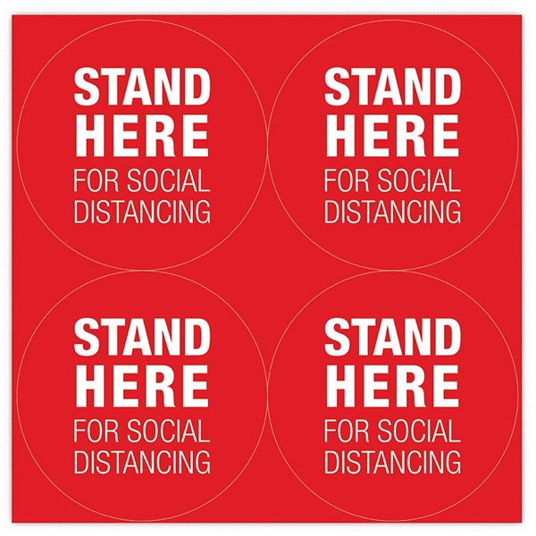Set Of 4 Round Stand Here Decals