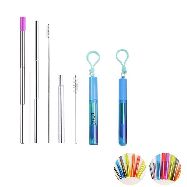 Collapsible Stainless Steel Straw Kit - Image 1
