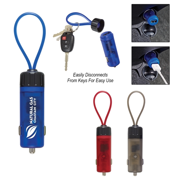 Luminous USB Car Charger Key Strap - Image 1