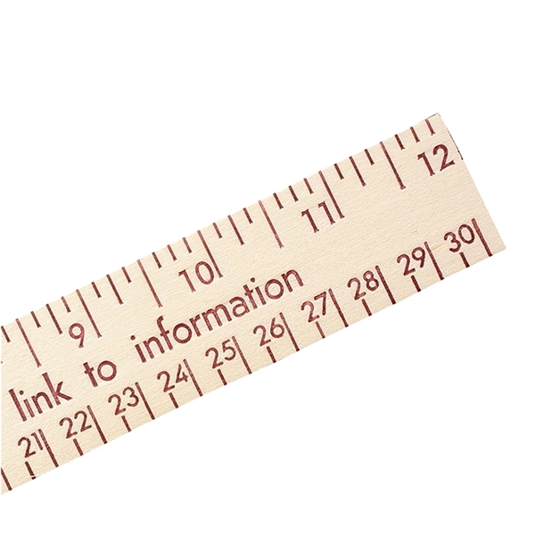 12" Natural Finish Wood Ruler - English And Metric Scale - Image 2