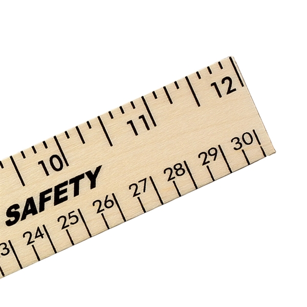12" Clear Lacquer Wood Ruler - English & Metric Scale - Image 3