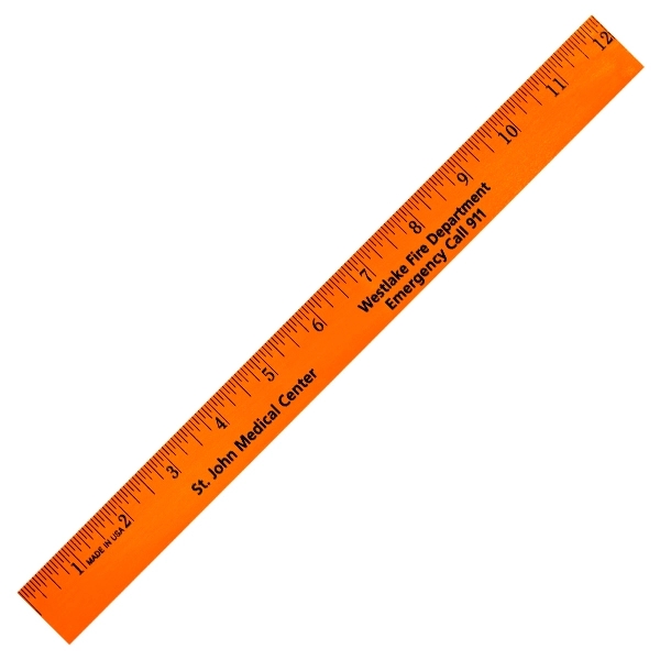 12" Fluorescent Wood Ruler - English Scale - Image 7