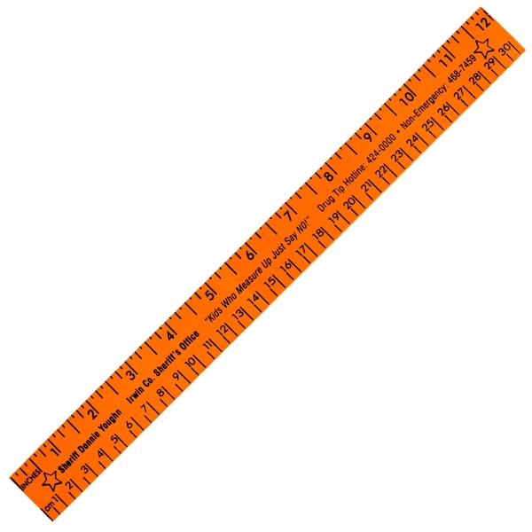 12" Fluorescent Wood Ruler - English & Metric Scale - Image 6