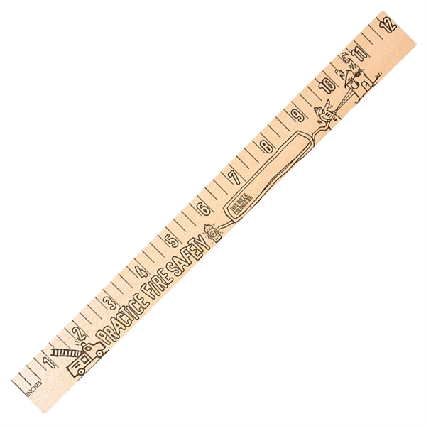 Fire Safety "u" Color Rulers - Natural Wood Finish - Image 2