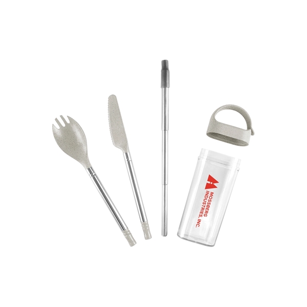 Reusable Wheat Straw Utensil Set and Case - Image 1