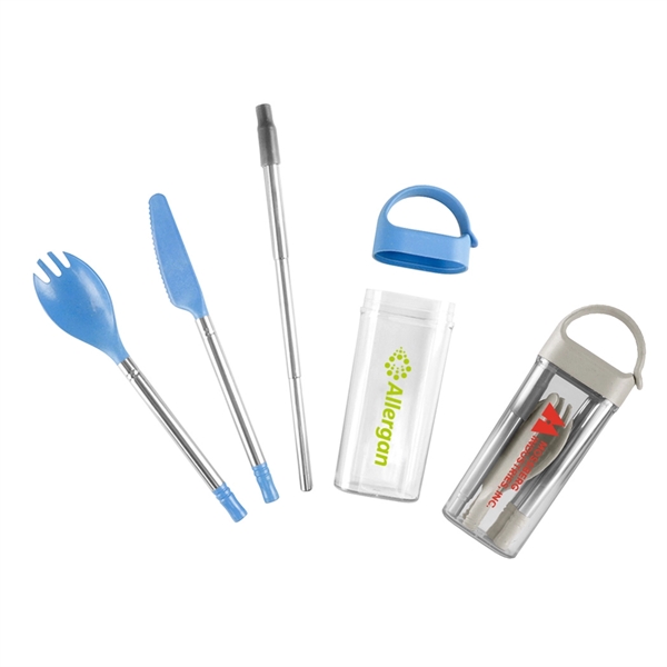 Reusable Wheat Straw Utensil Set and Case - Image 4