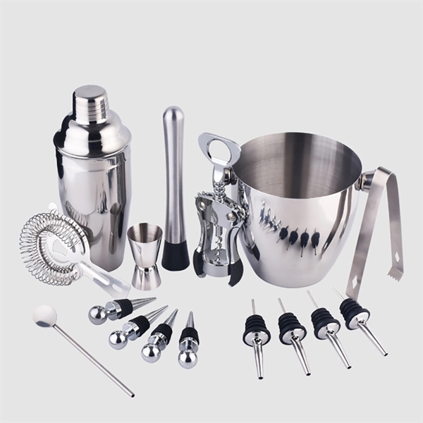 Stainless Steel Cocktail Shaker Set - 16 in one     - Image 1