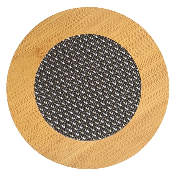 5 7/8'' Wooden and Metal Round Shaped Coaster - Image 2
