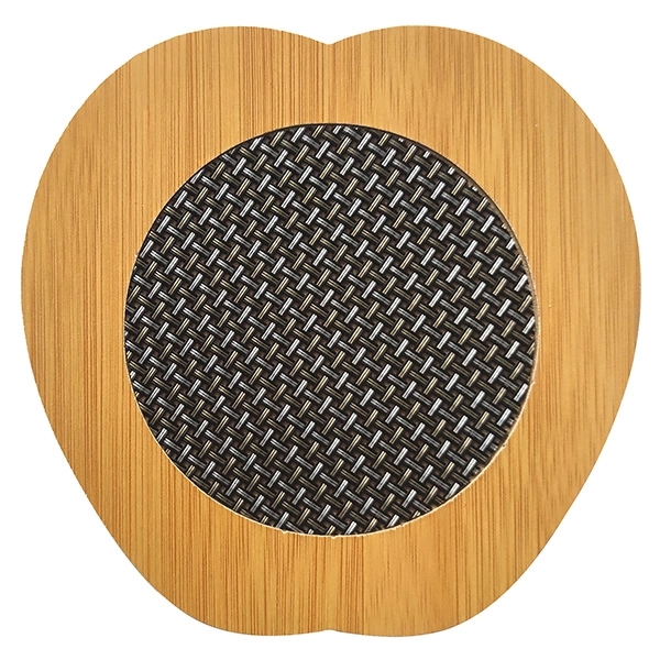 5 7/8'' Wooden and Metal Apple Shaped Coaster - Image 2