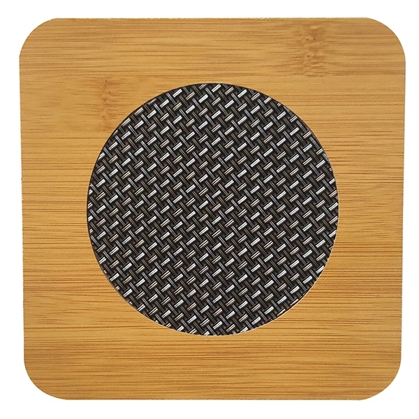 5 7/8'' Wooden and Metal Square Shaped Coaster - Image 2