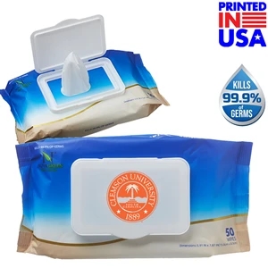 USA Printed Wet Wipes w/Custom Logo Antibacterial Resealable