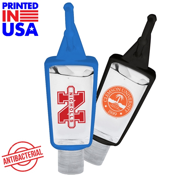 1 oz. Hand Sanitizer Gel w/ Silicone Carabiner & Custom Logo