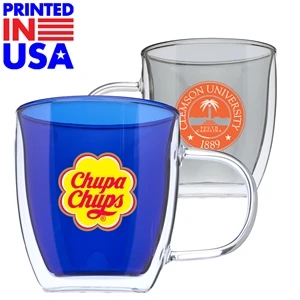 10 oz. Double Wall Glass Coffee Mug w/ Custom Logo Mugs