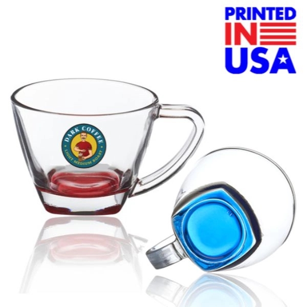 6 oz. Classis Glass Coffee Mugs w/ Custom Logo & Handle Cups - Image 1