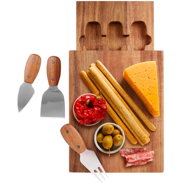 The Beaufort Acacia Cheese Board Set with Drawer - Image 1
