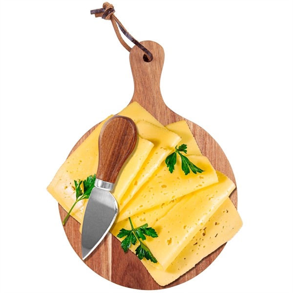 Mini Round Cheese Board & Knife Set - Image 1