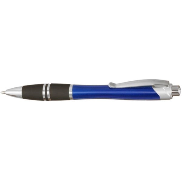 Silver Accent Plastic Pens w/ Rubber Grips & Colorful barrel - Image 2