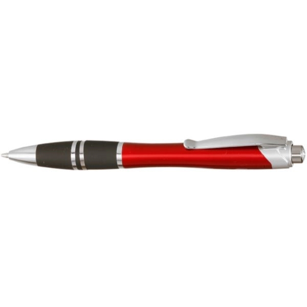 Silver Accent Plastic Pens w/ Rubber Grips & Colorful barrel - Image 5