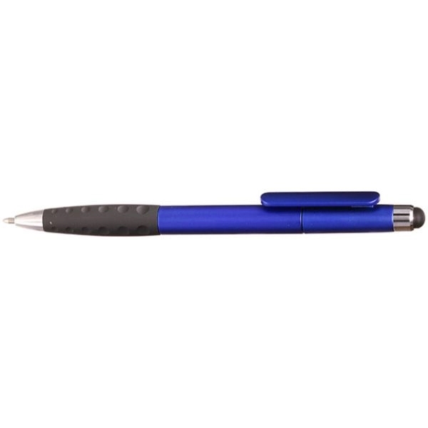 Twist Plastic Pens w/ Rubber Grip & Stylus Top Ballpoint Pen - Image 2
