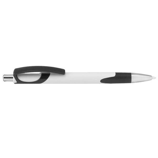 Ballpoint Pen w/ Fun Color Accent & Rubber Grip Plastic Pens - Image 2