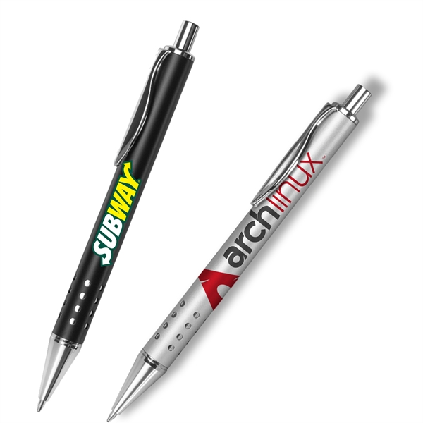 Chrome Metal Ballpoint Pens w/ Swerve Clip & Brass Barrel