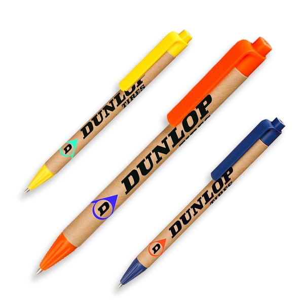 Recycled Pens w/Custom Logo & Colorful Clip Ballpoint Action