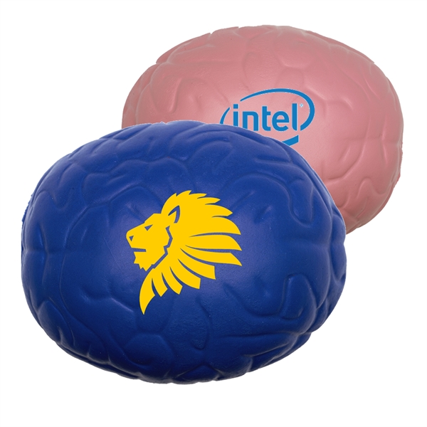 Brain Stress Ball w/ Custom Logo Textured PU Stress Reliever - Image 1