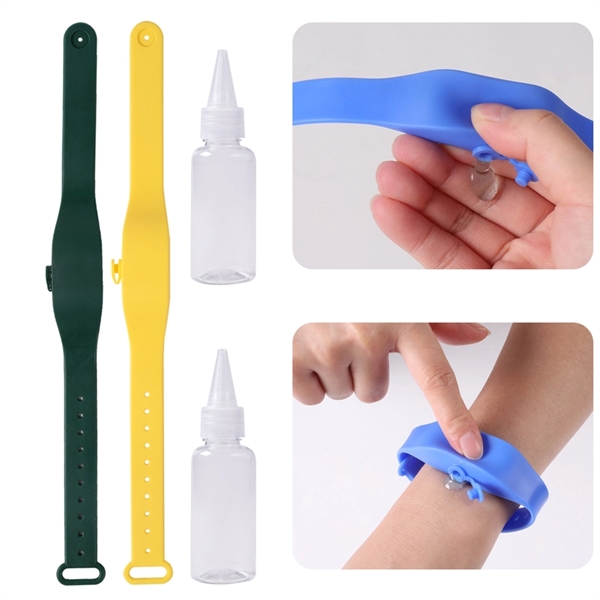 Refillable Hand Sanitizer Wristband With Squeeze Bottle     - Image 3