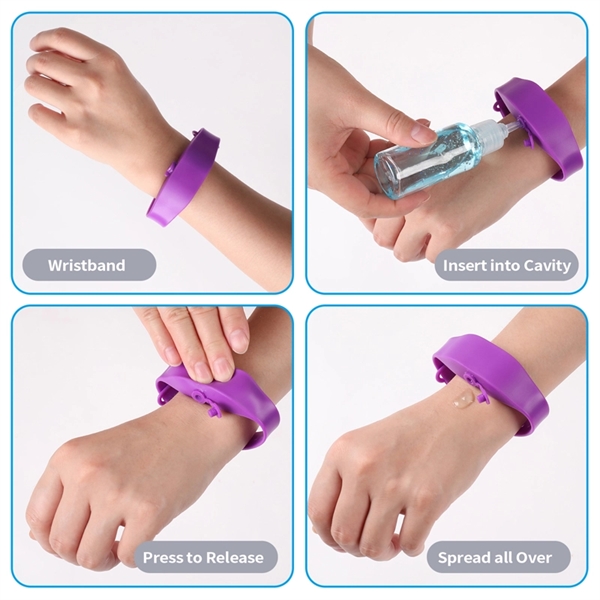 Refillable Hand Sanitizer Wristband With Squeeze Bottle     - Image 5