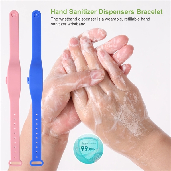 Refillable Hand Sanitizer Wristband With Squeeze Bottle     - Image 6