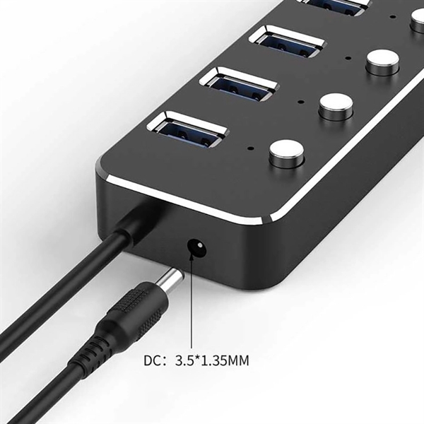 USB 3.0 Hub Aluminum 4 Ports Individual Power Control - Image 2