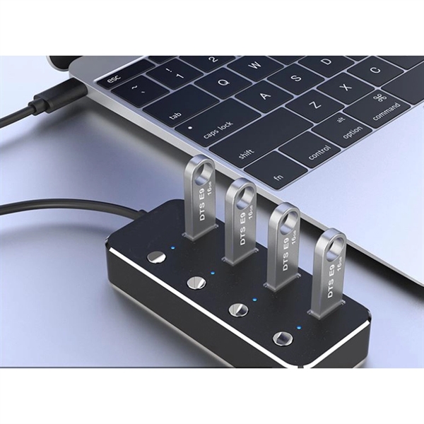 USB 3.0 Hub Aluminum 4 Ports Individual Power Control - Image 3