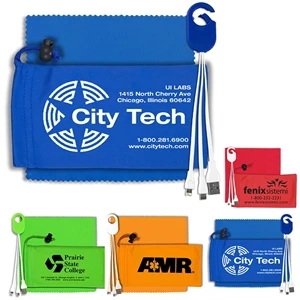 ReCharge Pouch Mobile Tech Charging Cable Kit in Cinch Pouch