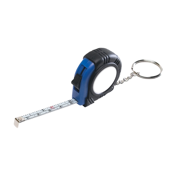 Rubber Tape Measure Key Tag With Laminated Label - Image 3
