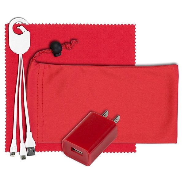 Mobile Tech Wall Charging Kit in Microfiber Cinch Pouch - Image 11