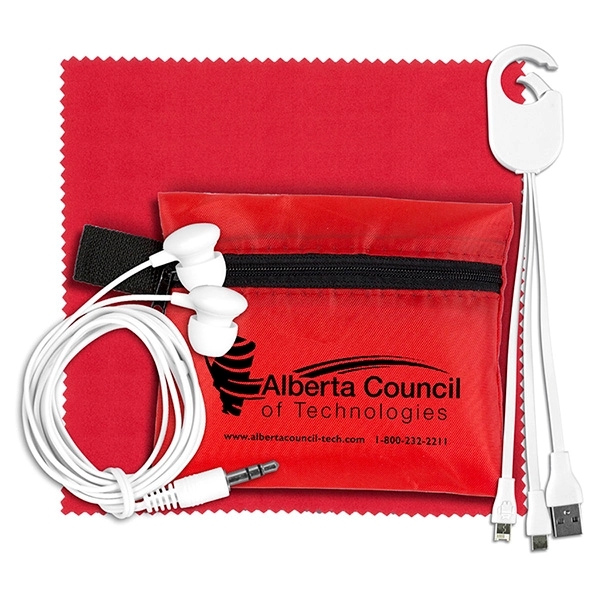 Mobile Tech Charging Cables and Earbud Kit in Zipper Pouch - Image 10