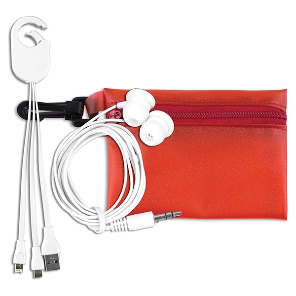 Mobile Tech Earbud and Charging Cables Kit In Zipper Pouch - Image 8